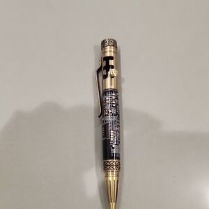 Gold and Black Circuit-Pattern Ballpoint Pen - Premium Metal Design